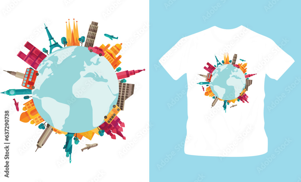 world tourism day t-shirt design editable template
