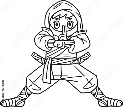 Ninja Isolated Coloring Page for Kids