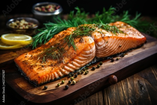 Grilled salmon parsley. Generate Ai