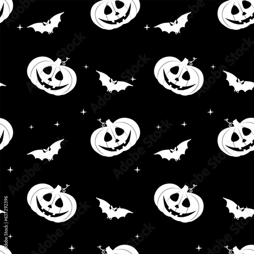 Halloween Seamless Pattern design with bat and pumpkin