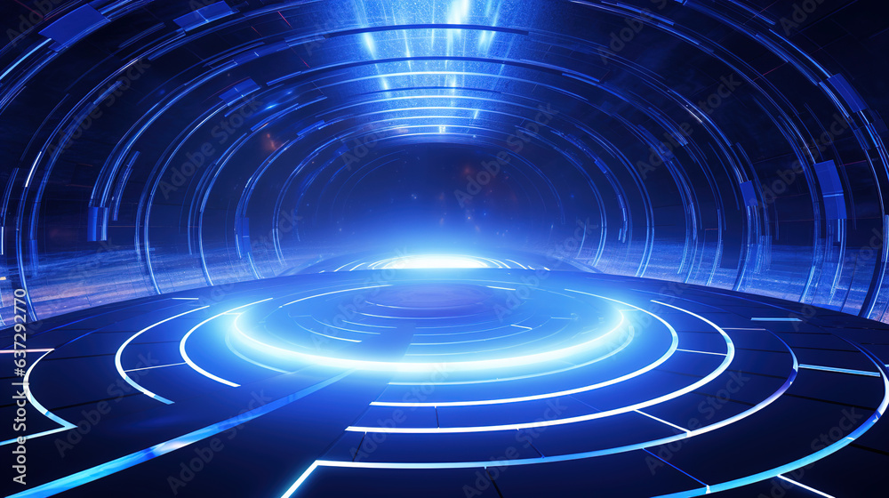 Fototapeta premium abstract blue technology background. Generative Ai