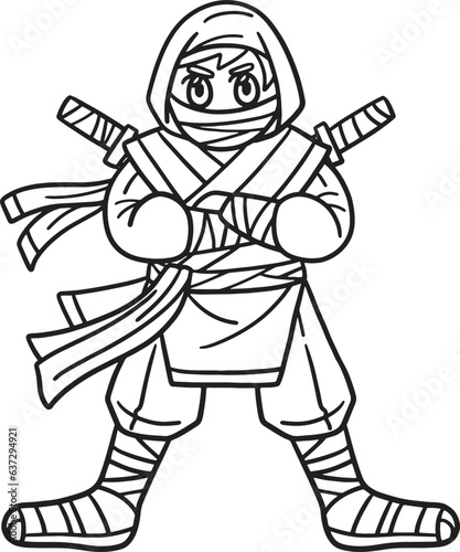 Ninja with Ninjato Isolated Coloring Page for Kids