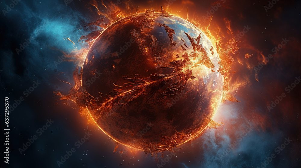 Obraz premium Earth on Fire. Generative Ai