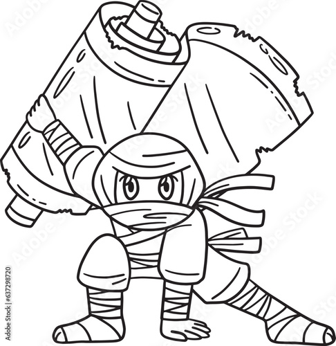 Ninja with Jutsu Scroll Isolated Coloring Page 