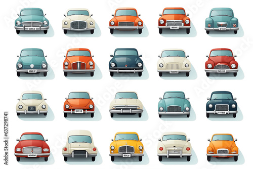A collection of car clipart vector icons isolated on a white background, Generative Ai © Moostape