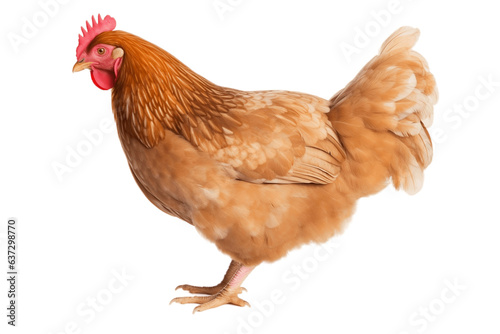 A hen chicken isolated on a white background, Generative Ai