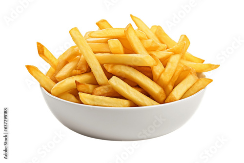 A close-up of French fries on a white background  Generative Ai