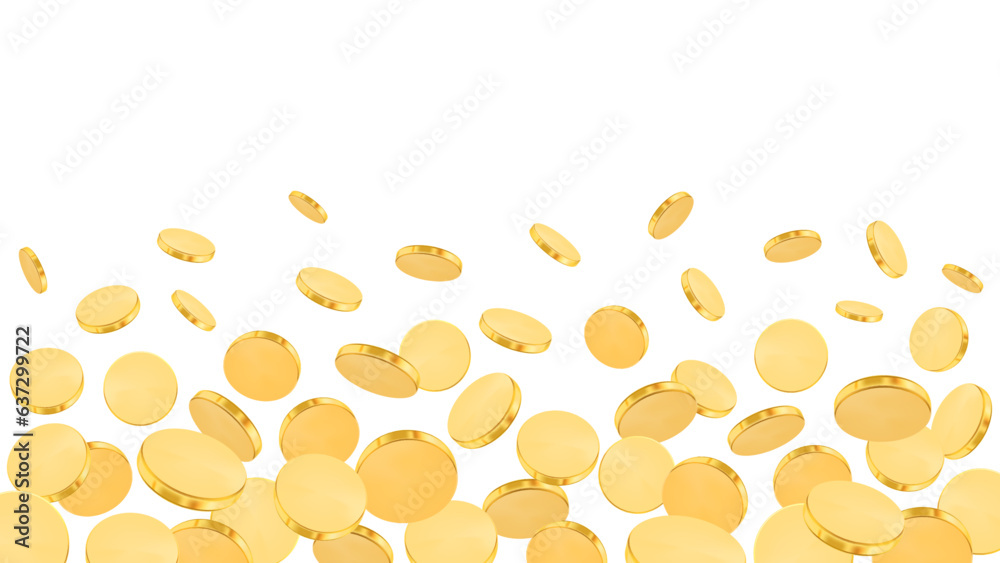 Realistic empty coins falling down money, symbol of savings and benefit, profit background. Vector investment or growth of salary, financial assets deposit and interests. Prosperity and wealth Realistic empty coins falling down money, symbol of savings and benefit, profit background. Vector investment or growth of salary, financial assets deposit and interests. Prosperity and wealth