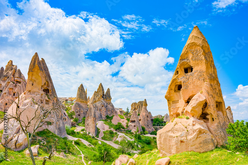 Cappadocia-the ancient Uchisar Castle fortress. photo