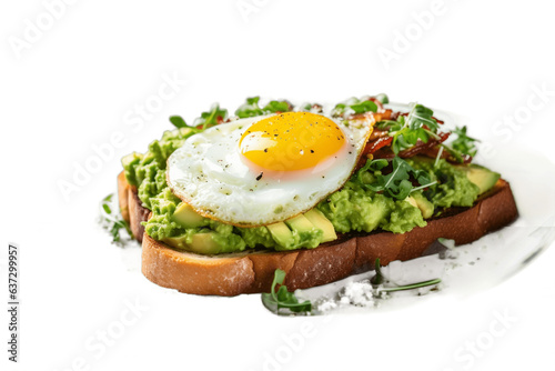 A delicious plate of avocado toast with a fried egg  Generative Ai