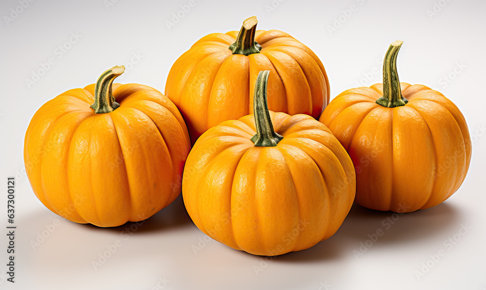 Fototapeta premium A group of pumpkins on a white background.