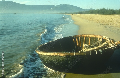A coracle on the beach at Sihanoukville, Cambodia