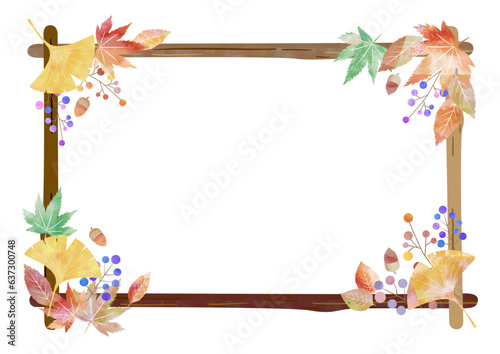 水彩紅葉掲示板フレーム
