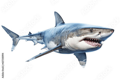 Large shark isolated on a white background  Generative Ai