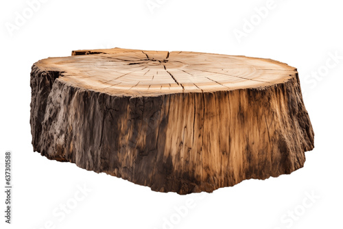 Isolated old wooden stump on a white background, Generative Ai