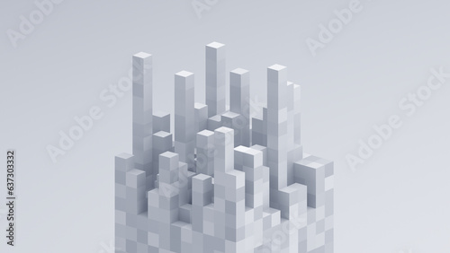 Abstract 3d render  white geometric background design