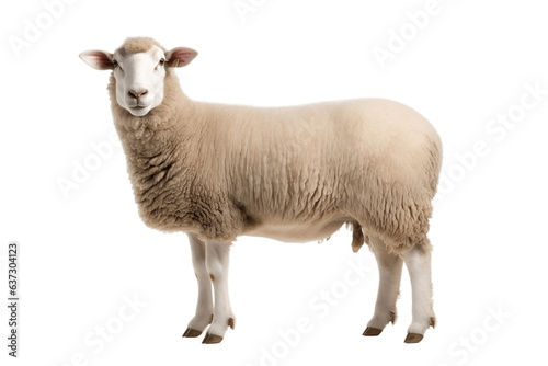Sheep isolated on a white background, Generative Ai