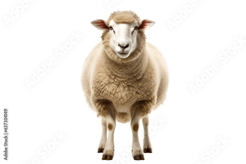 Sheep isolated on a white background  Generative Ai