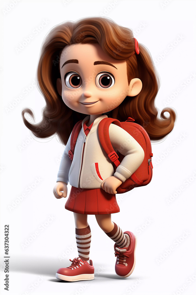 Cartoon Girl Going to School Cartoon Girl Going to School