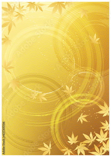 紅葉筆模様和柄金箔背景