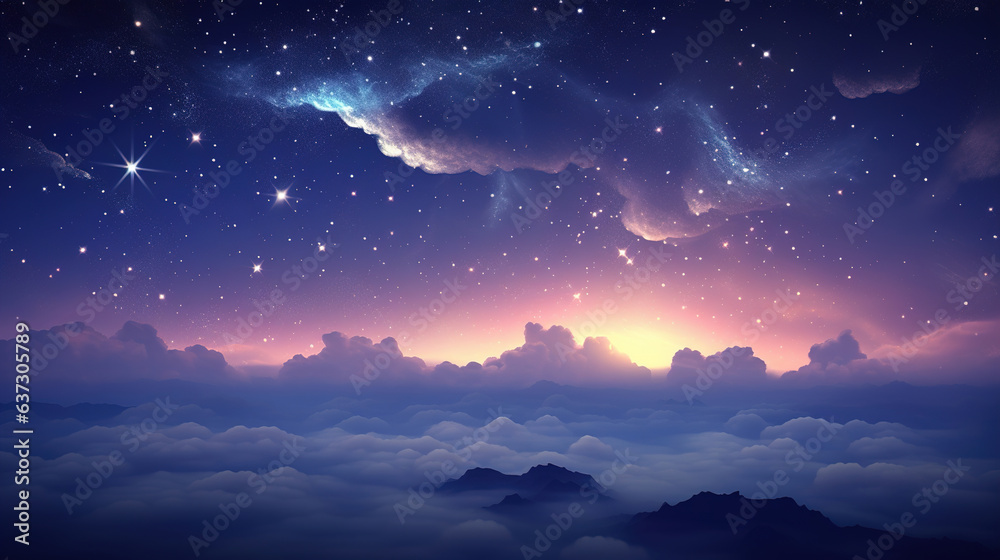 Naklejka premium Blue galaxy with stars.Generative Ai