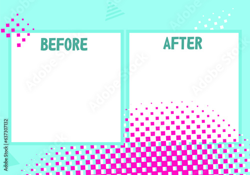 Background template before and after halfton design. Template for graphic design. Vector illustration.