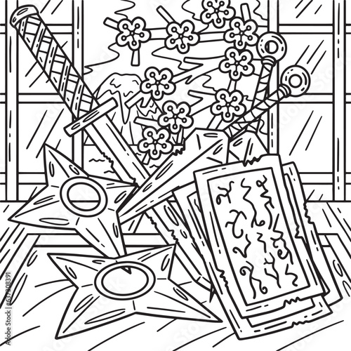 Ninja Tools Coloring Page for Kids