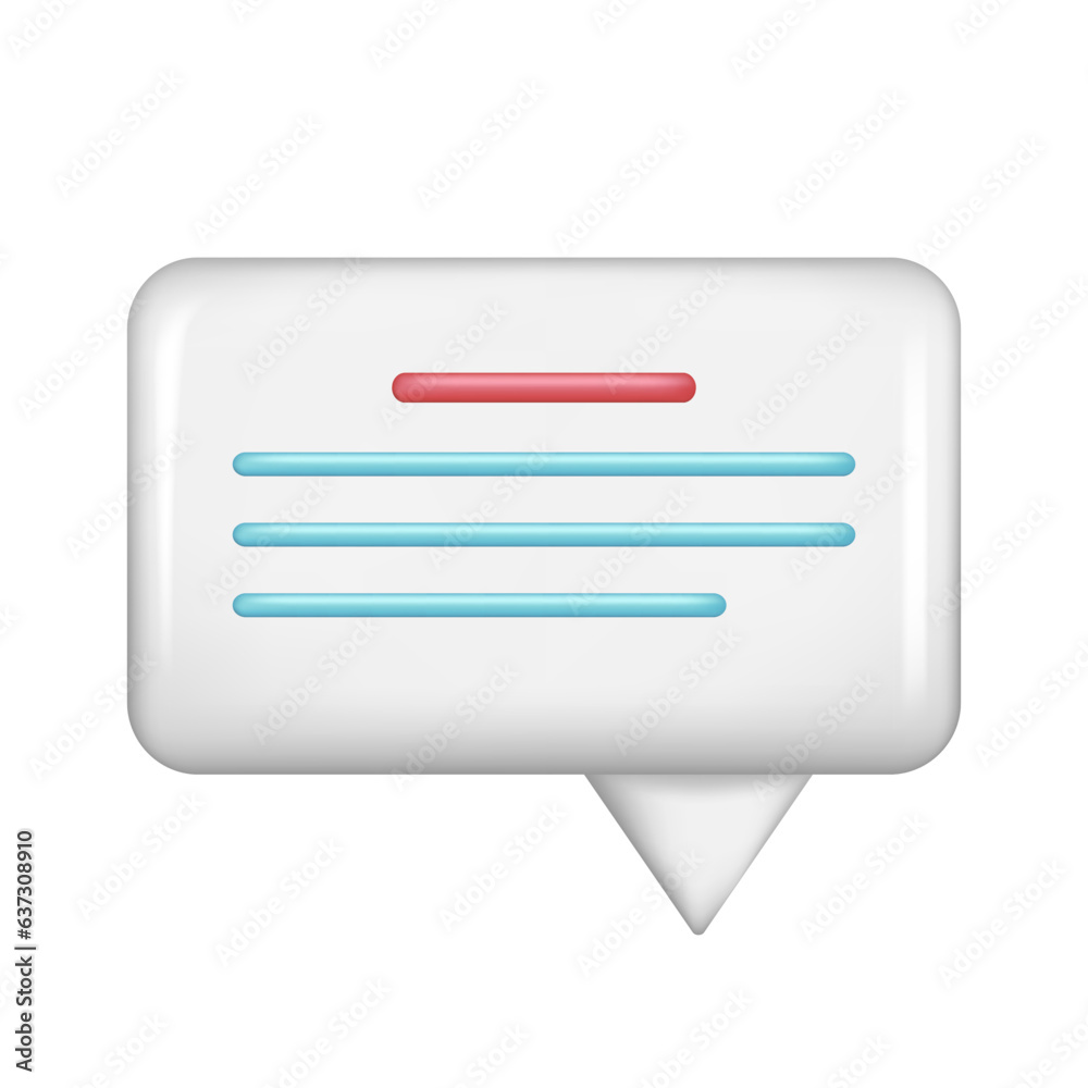 Realistic 3d white speech bubble, message button, chat box with talk speech notification. Glossy 3d element, dialogue icon, speak bubble symbol. Vector illustration isolated on white background Realistic 3d white speech bubble, message button, chat box with talk speech notification. Glossy 3d element, dialogue icon, speak bubble symbol. Vector illustration isolated on white background