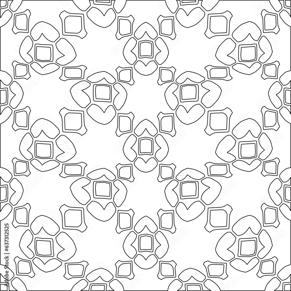 Stylish texture with figures from lines.Abstract geometric black and white pattern for web page, textures, card, poster, fabric, textile. Monochrome graphic repeating design. 