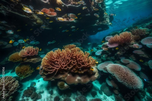 coral reef, teeming with life