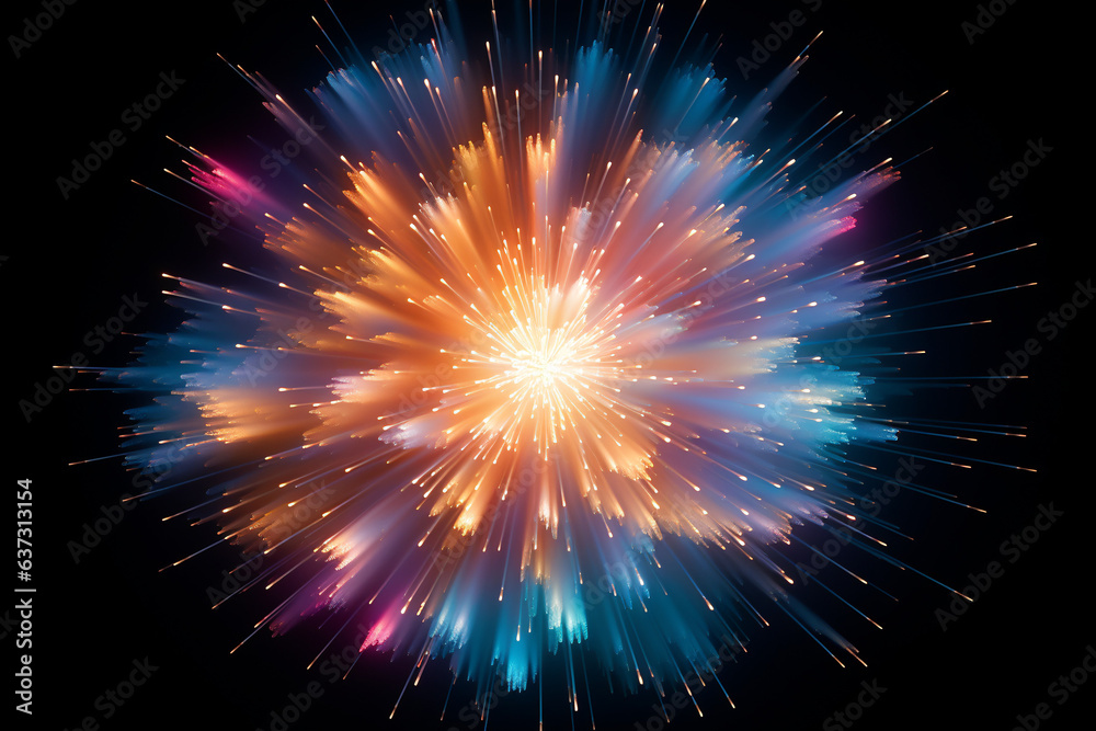 Background. Explosion of light colors in the dark