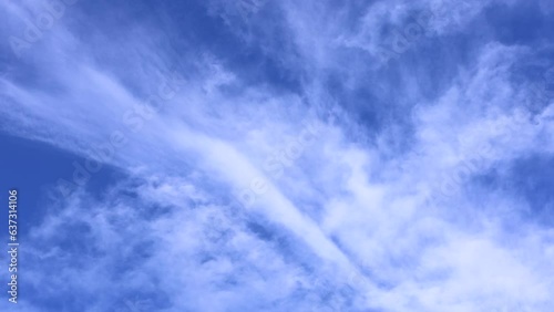 Slow movement of clouds in blue sky