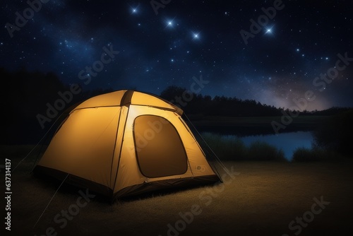 camping in the night on mountain