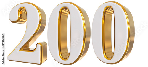 3d Gold Number 200
