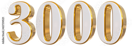 3000 Follower 3d Gold Number