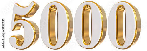 5000 Follower 3d Gold Number