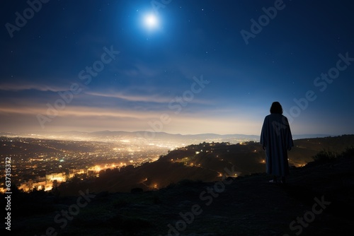 The Star of Bethlehem. Christmas story from the Bible. The holy star shows the way to the birth of Jesus.