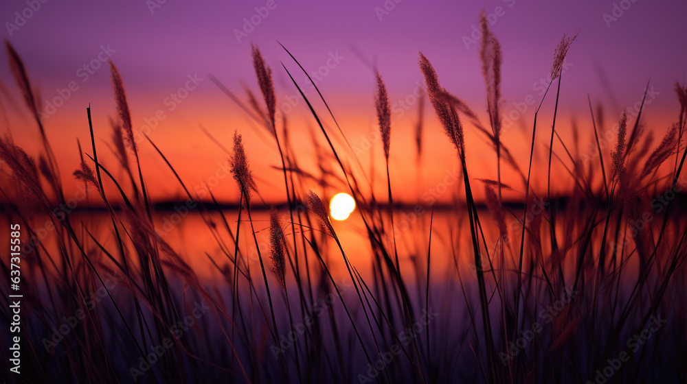 Sunset over the lake.Generative Ai