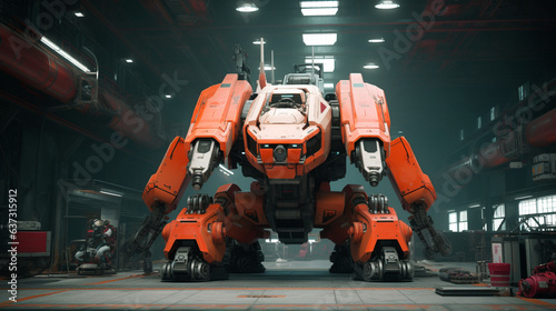 Mecha Robot Industrial Bear Droid Futuristic Bot Machine Engineering Heavy Battle Cyberpunk Beast Apocalypse Generative AI © boglyph