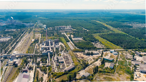 Lipetsk, Russia. Iron and Steel Works. Left Bank District, Aerial View