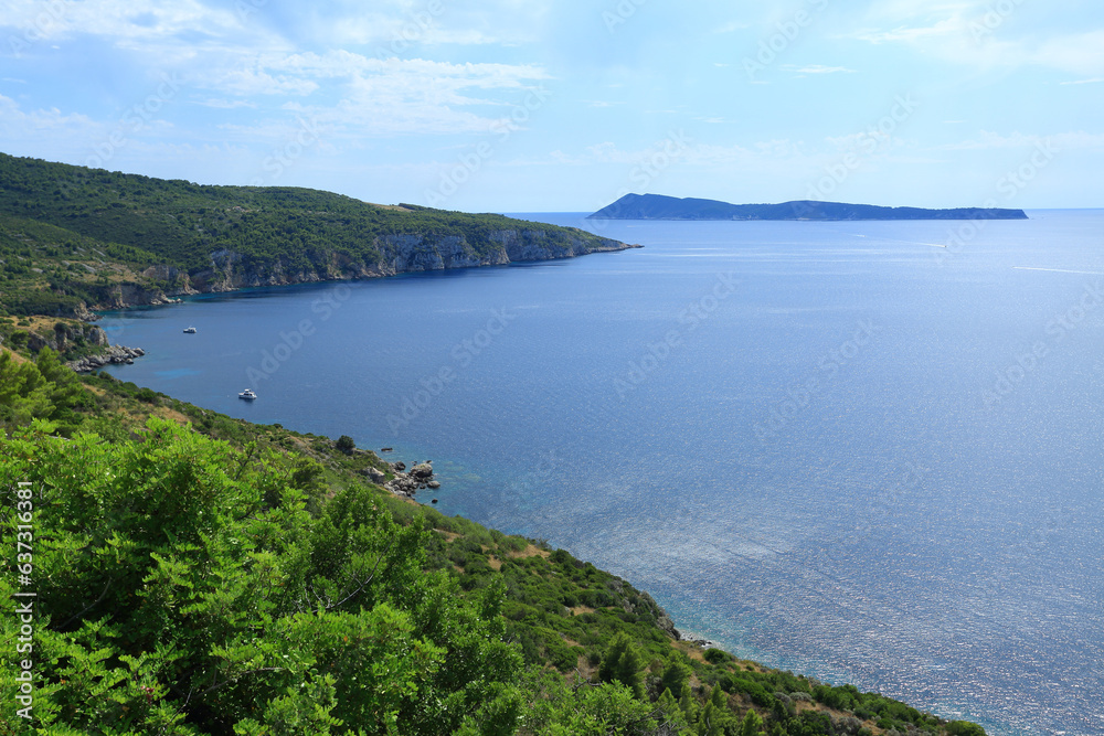 View from Island Vis to Bisevo, Adriatic sea, Croatia