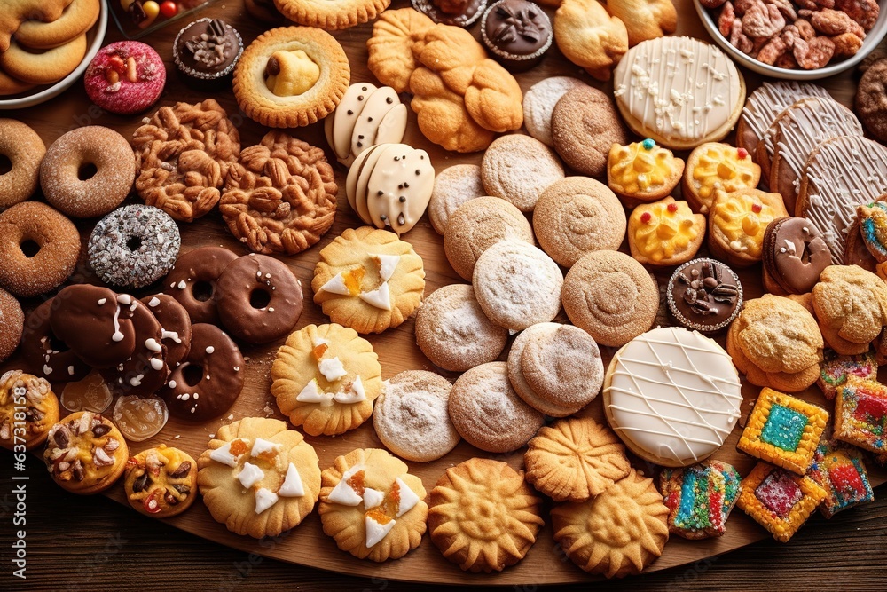 Baking cookies or cookies at Christmas time. Ideal as Advent background. Simple and colorful cookies with icing or without. Baking cookies or cookies at Christmas time. Ideal as Advent background. Simple and colorful cookies with icing or without.
