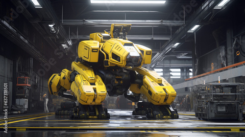 Mecha Robot Industrial Droid Futuristic Bot Machine Engineering Heavy Battle Cyberpunk Beast Apocalypse Generative AI 