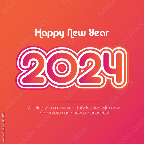 Happy new year 2024 design. Colorful premium vector design for poster, banner, greeting and new year 2024 celebration.