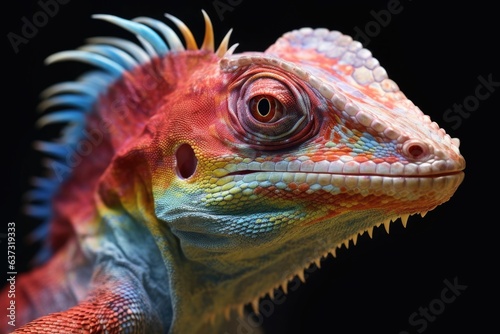 skin shedding process on a colorful lizard