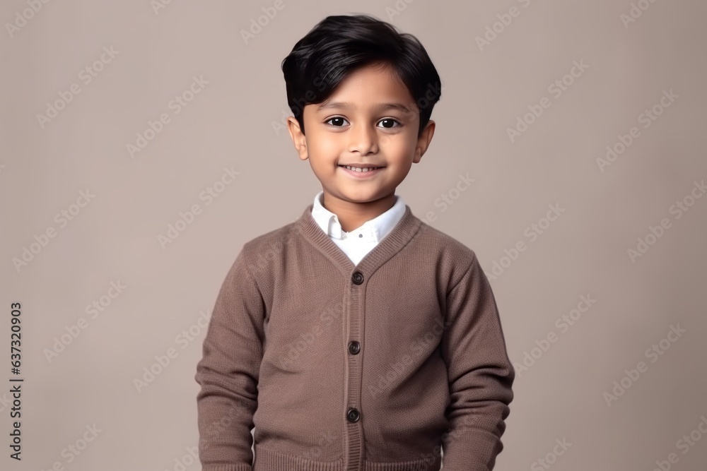 Medium shot portrait of an Indian child male in a minimalist background Medium shot portrait of an Indian child male in a minimalist background