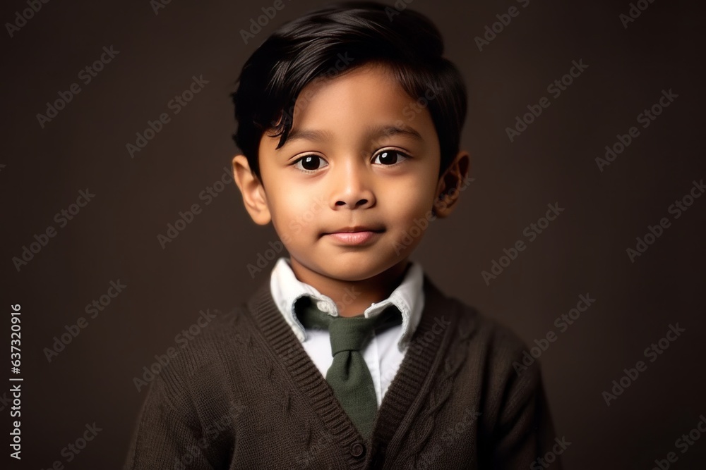 Medium shot portrait of an Indian child male in a minimalist background Medium shot portrait of an Indian child male in a minimalist background
