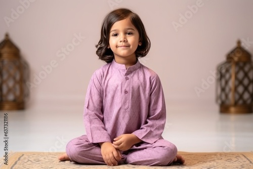 Group portrait of an Indian child female wearing kurta pajama in a minimalist background