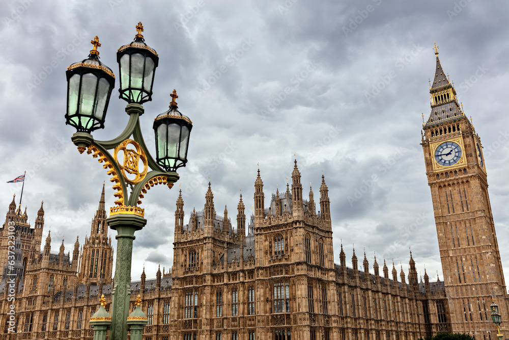 Naklejka premium Big Ben and the houses of parliament in London from Westminster Bridge
