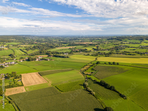 Aerial view of the beautiful landscape with hills and meadows in Limburg, the Netherlands photo